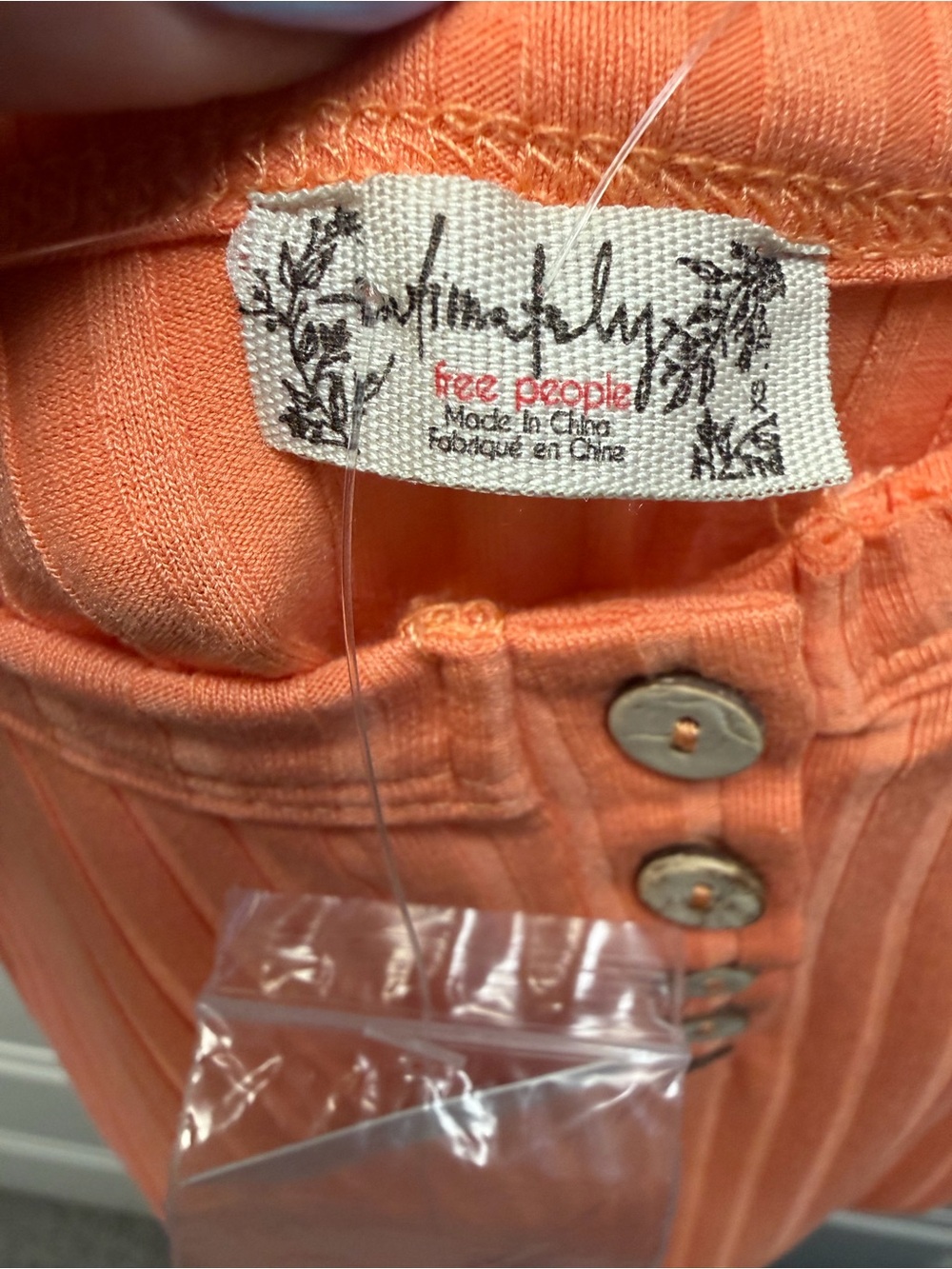 Free People Intimately FP Ribbed Henley Bodysuit Orange Size XS NWT - Picture 3 of 5